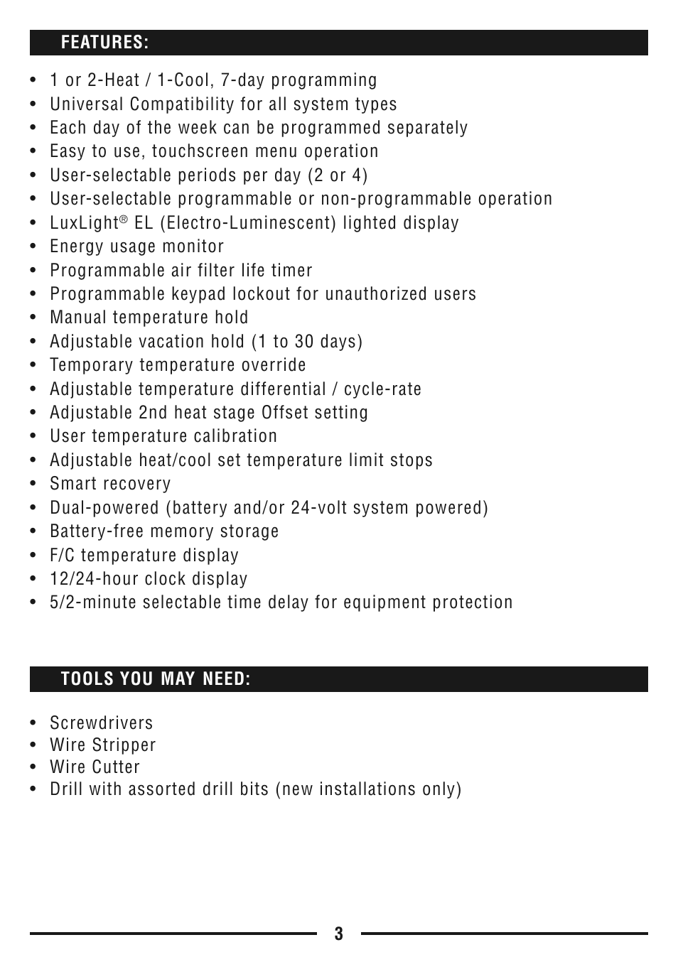 Lux Products TX9600TS User Manual | Page 3 / 34