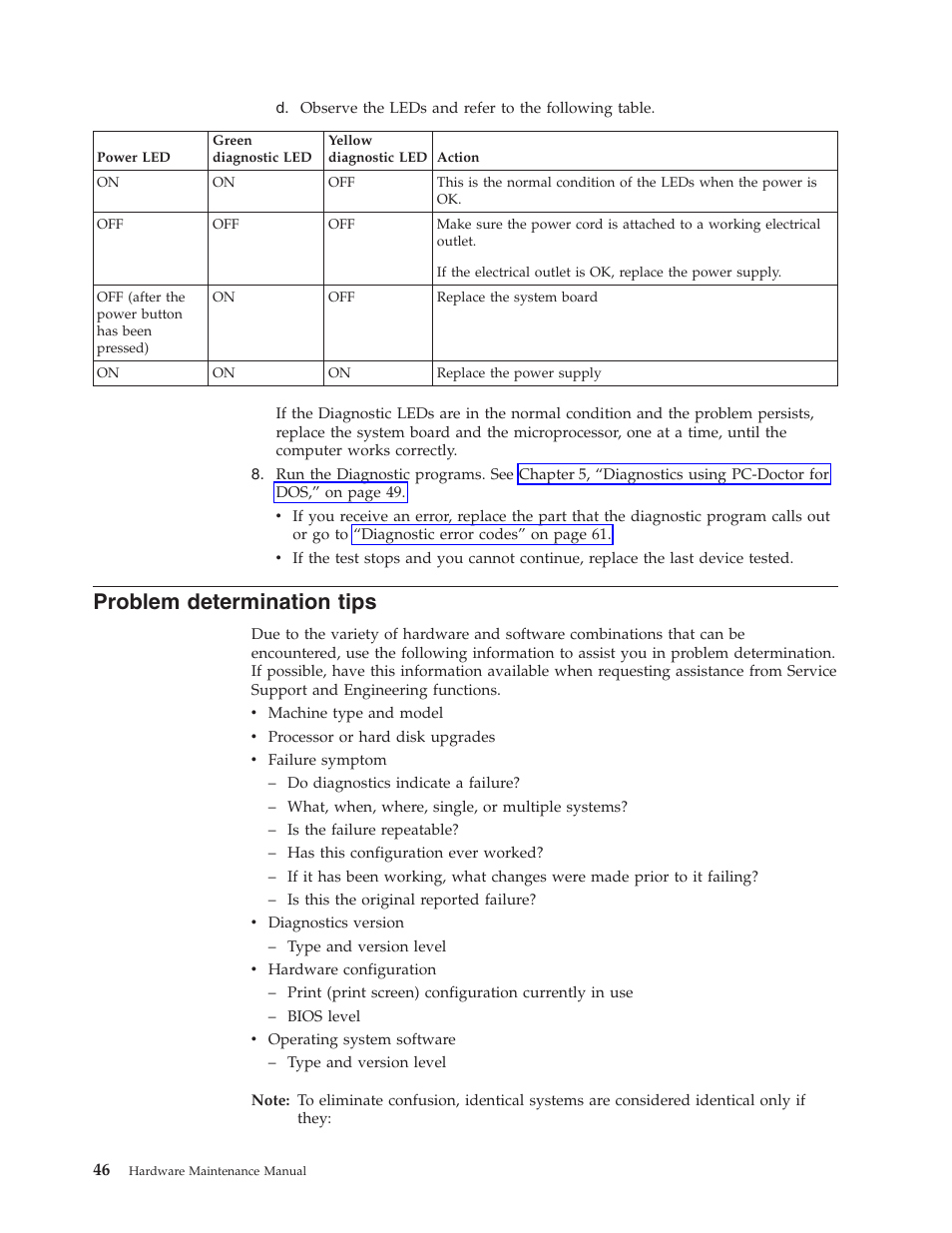 Problem determination tips, Problem, Determination | Tips | Lenovo THINKCENTRE 8177 User Manual | Page 52 / 228