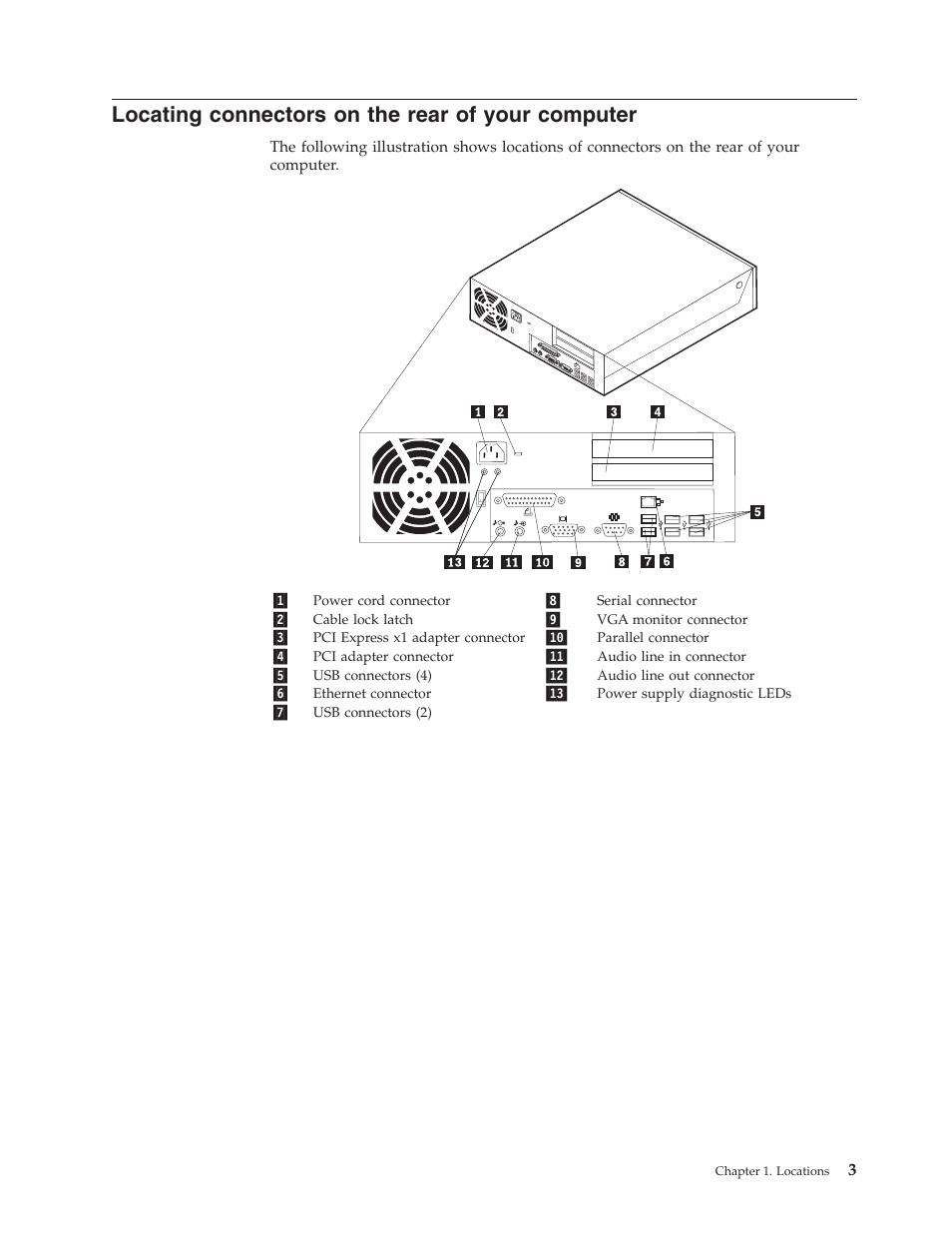 Locating connectors on the rear of your computer, Locating, Connectors | Rear, Your, Computer | Lenovo THINKCENTRE 8804 User Manual | Page 11 / 48