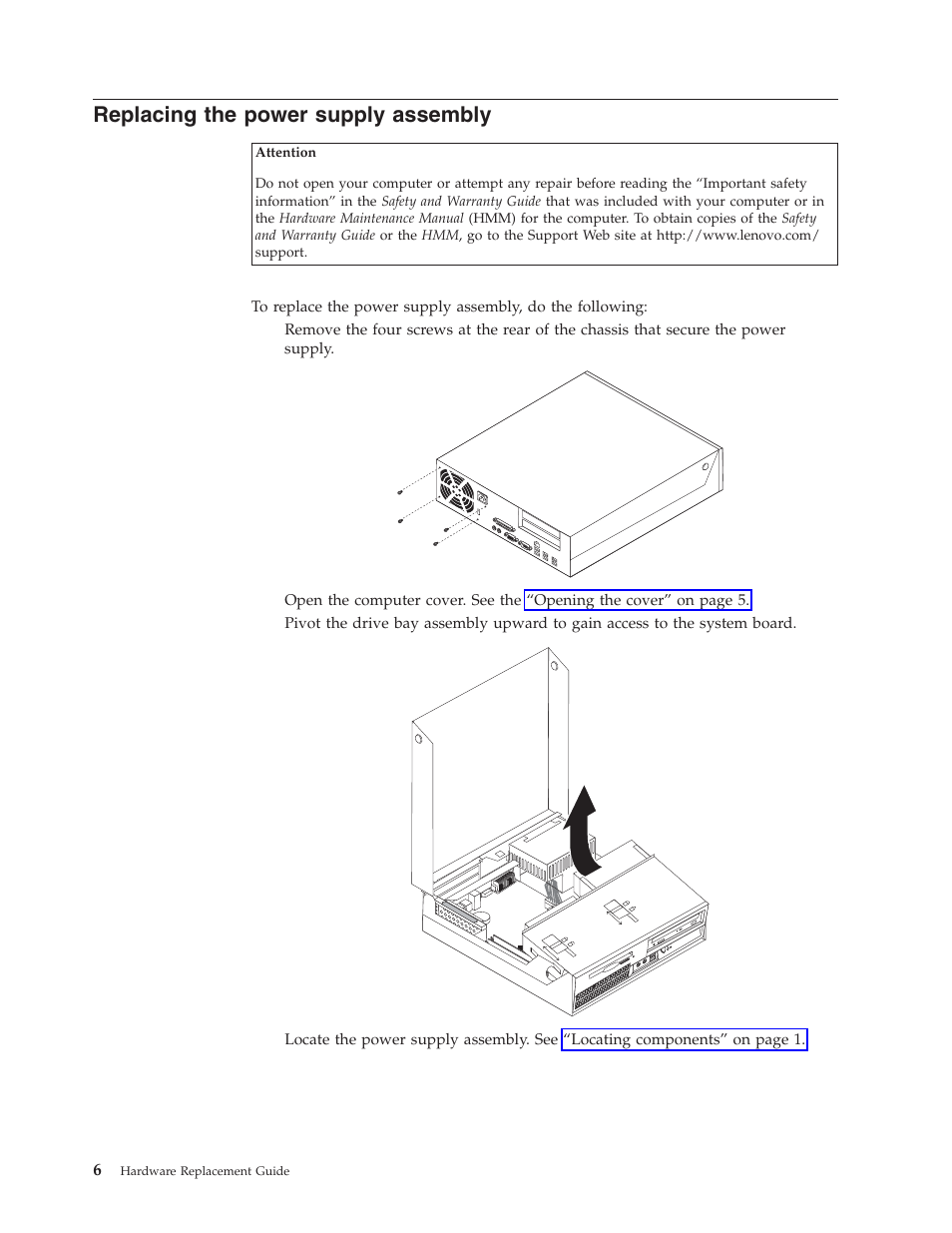 Replacing the power supply assembly, Replacing, Power | Supply, Assembly | Lenovo THINKCENTRE 8804 User Manual | Page 14 / 48