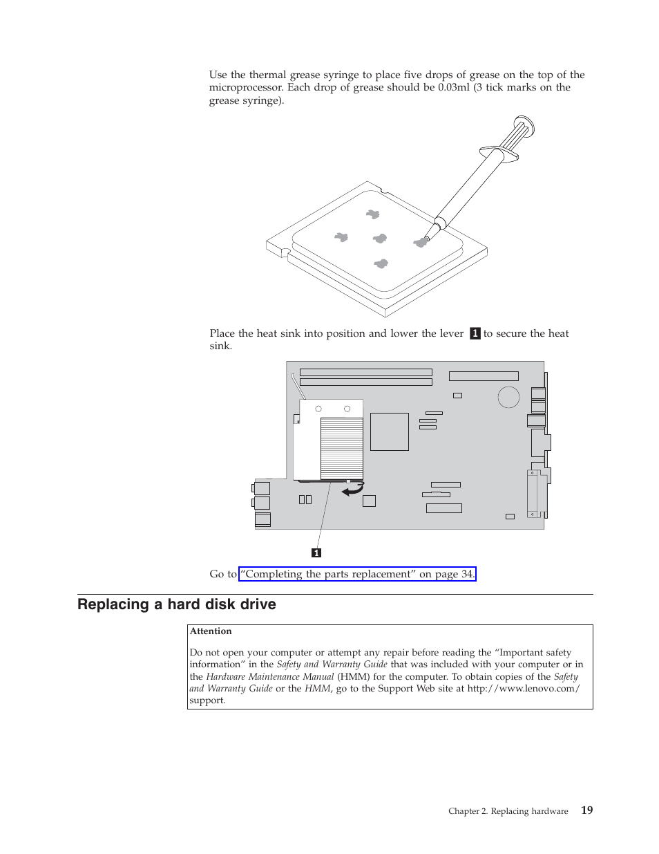 Replacing a hard disk drive, Replacing, Hard | Disk, Drive | Lenovo THINKCENTRE 8804 User Manual | Page 27 / 48
