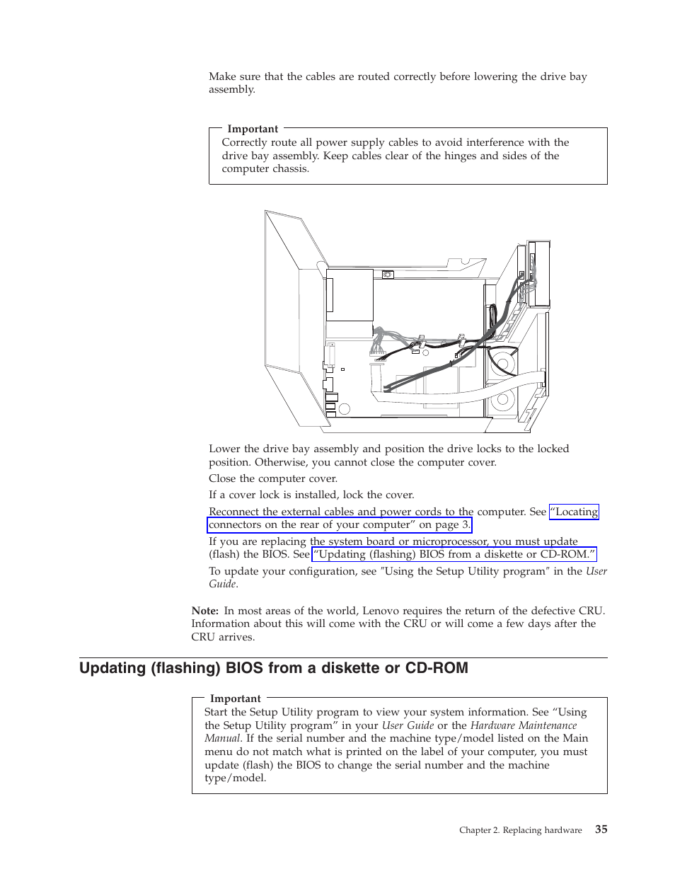 Updating (flashing) bios from a diskette or cd-rom, Updating, Flashing) | Bios, From, Diskette, Cd-rom | Lenovo THINKCENTRE 8804 User Manual | Page 43 / 48