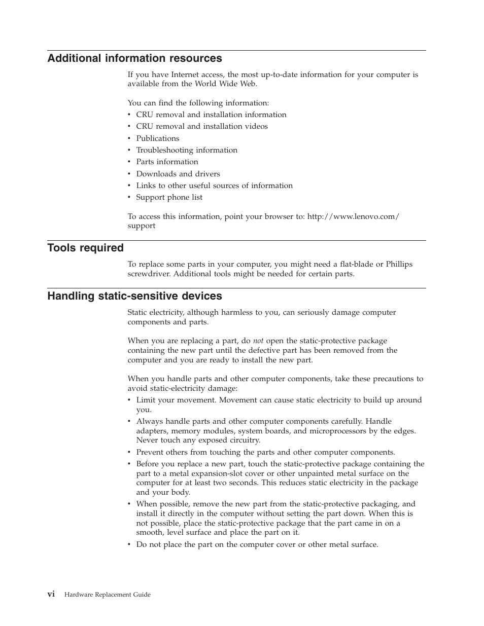 Additional information resources, Tools required, Handling static-sensitive devices | Additional, Information, Resources, Tools, Required, Handling, Static-sensitive | Lenovo THINKCENTRE 8804 User Manual | Page 8 / 48