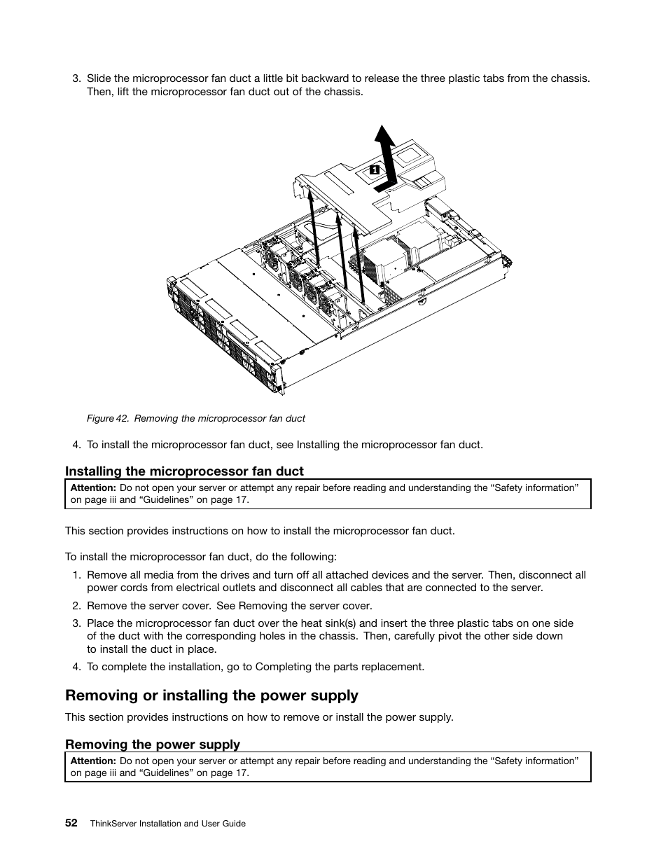 Removing or installing the power supply | Lenovo 1046 User Manual | Page 62 / 130