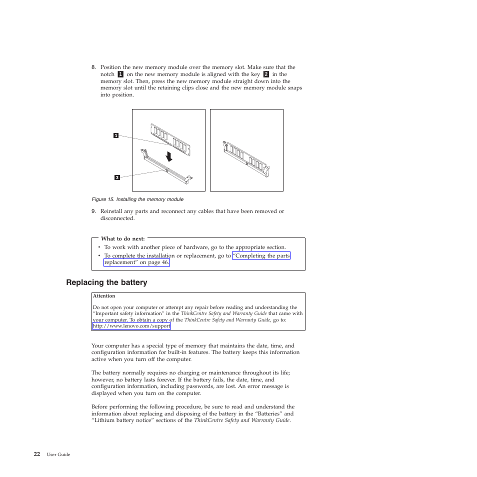 Replacing the battery | Lenovo 5023 User Manual | Page 30 / 94