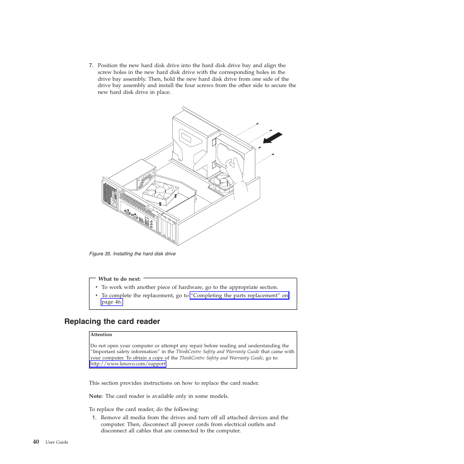 Replacing the card reader | Lenovo 5023 User Manual | Page 48 / 94