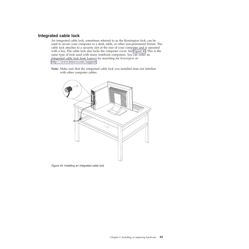 Integrated cable lock | Lenovo 5023 User Manual | Page 57 / 94