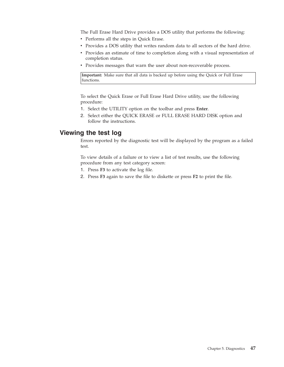 Viewing the test log, Viewing, Test | Lenovo THINKCENTRE 6396 User Manual | Page 53 / 164