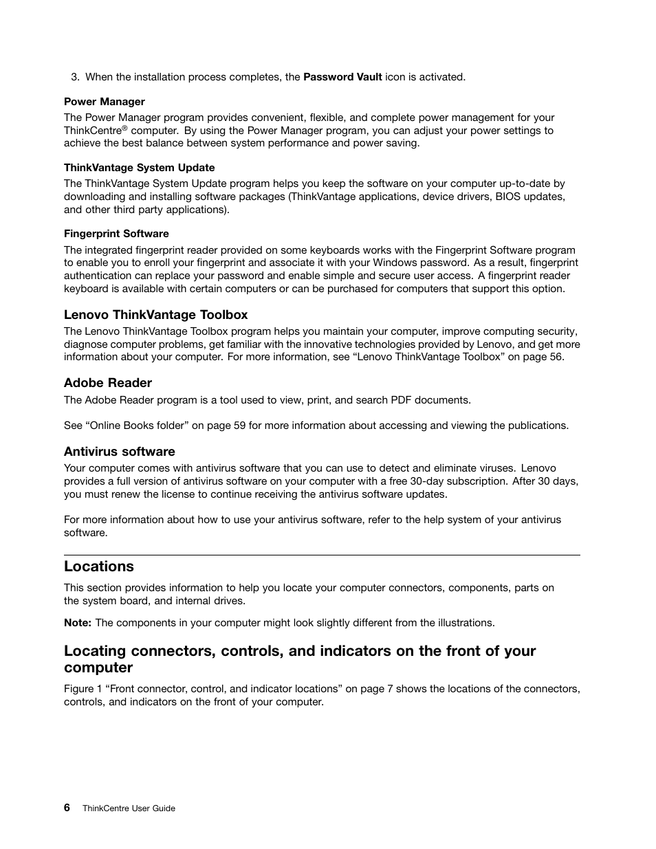 Locations | Lenovo 4162 User Manual | Page 14 / 78