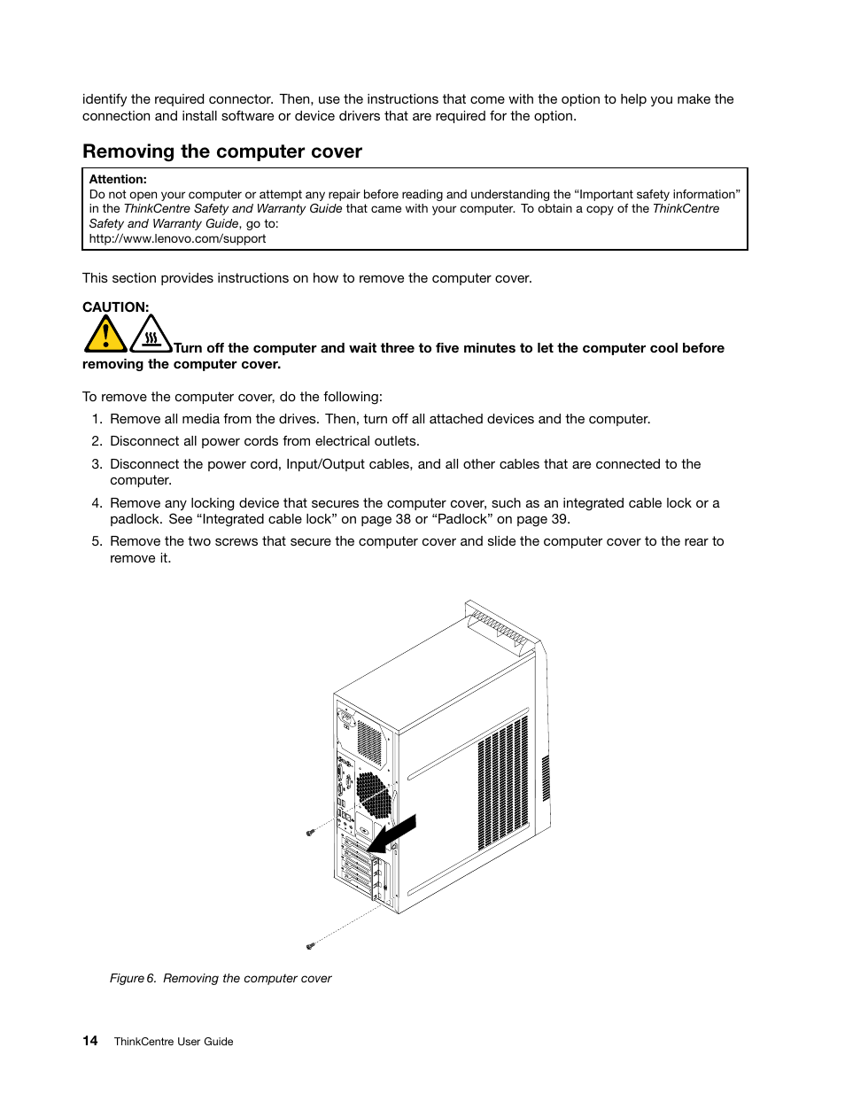 Removing the computer cover | Lenovo 4162 User Manual | Page 22 / 78