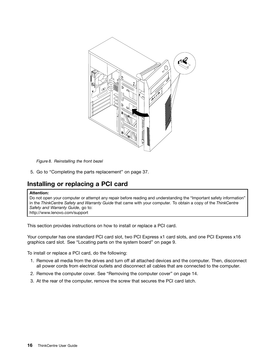 Installing or replacing a pci card | Lenovo 4162 User Manual | Page 24 / 78