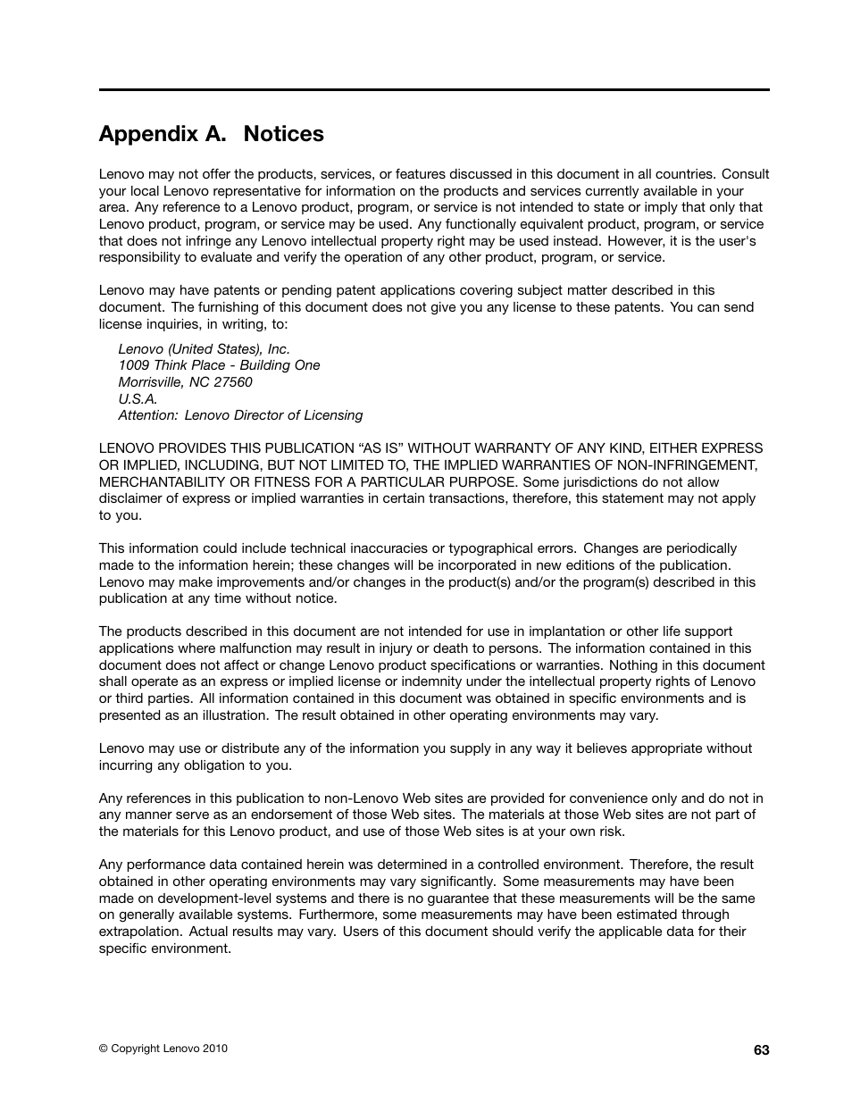 Appendix a. notices | Lenovo 4162 User Manual | Page 71 / 78