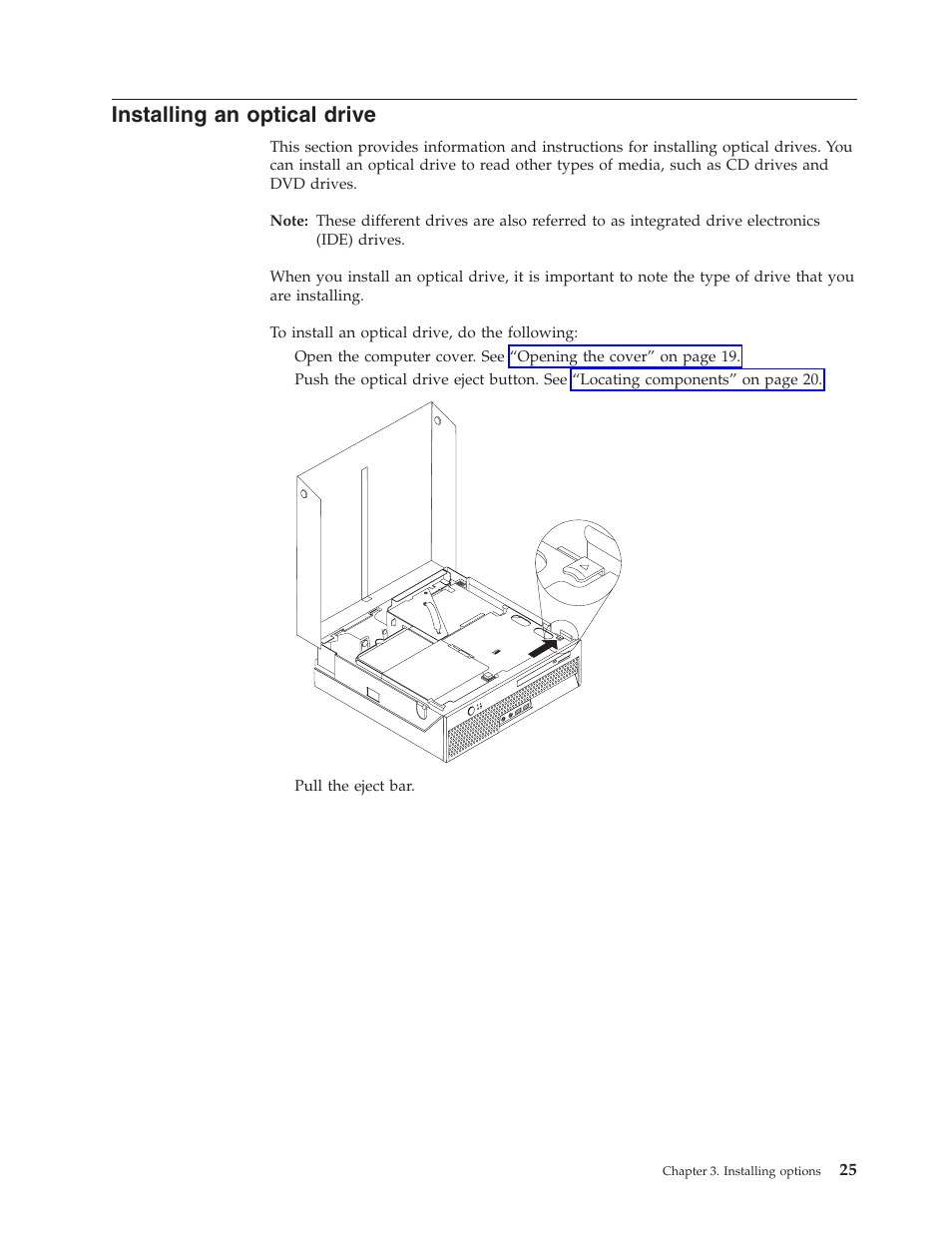 Installing an optical drive, Installing, Optical | Drive | Lenovo 8795 User Manual | Page 41 / 86