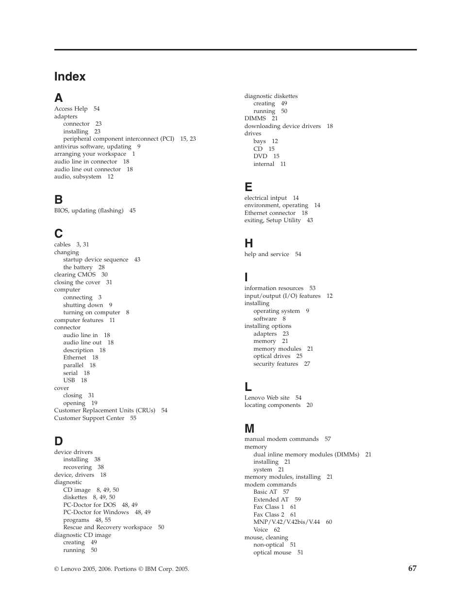Index | Lenovo 8795 User Manual | Page 83 / 86