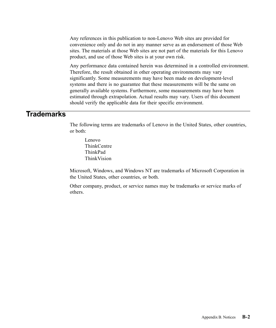 Trademarks | Lenovo ThinkVision 9205-HG2 User Manual | Page 35 / 35