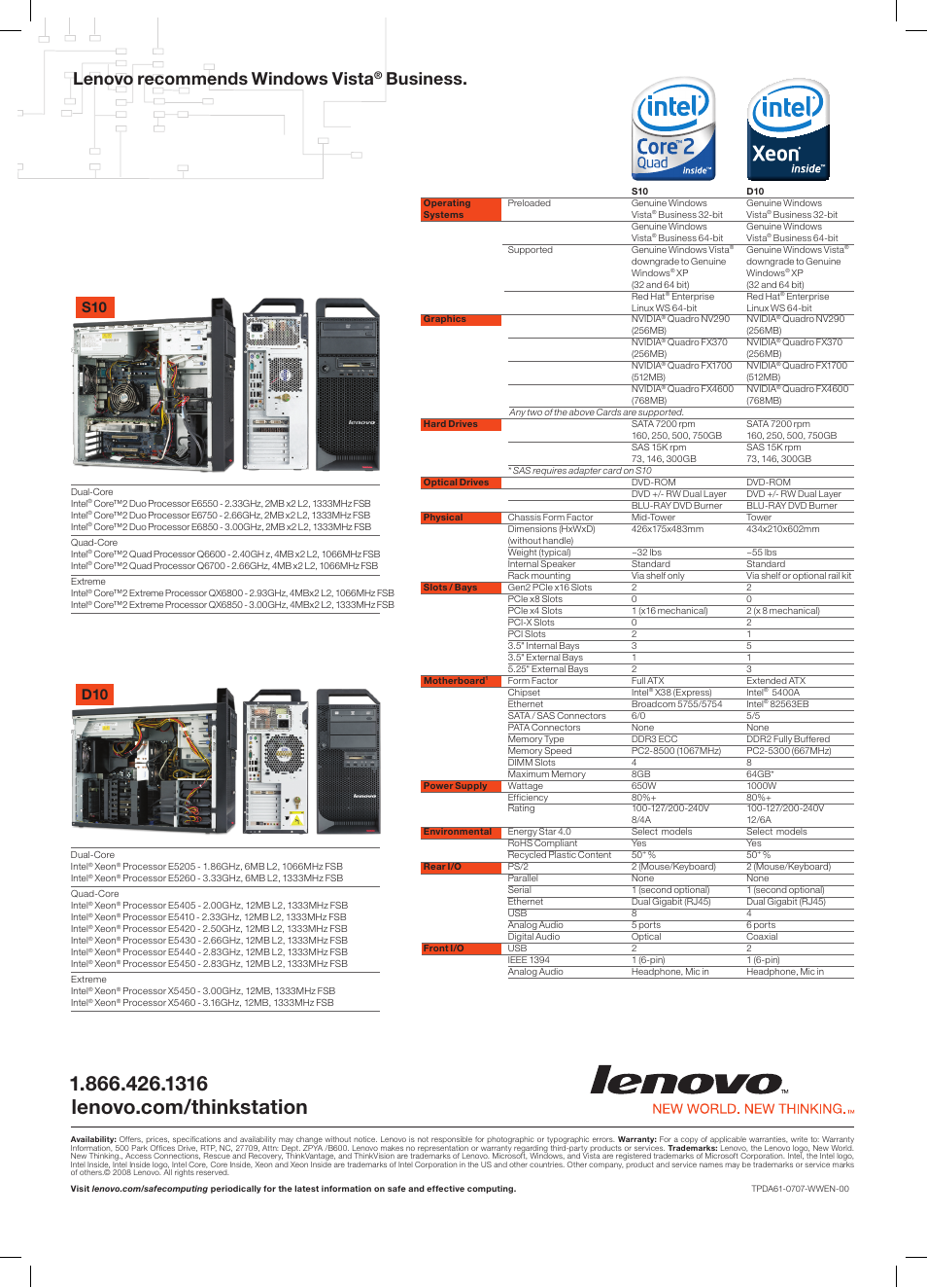 Lenovo recommends windows, Vista, Business | Lenovo THINKSTATION D10 User Manual | Page 4 / 4