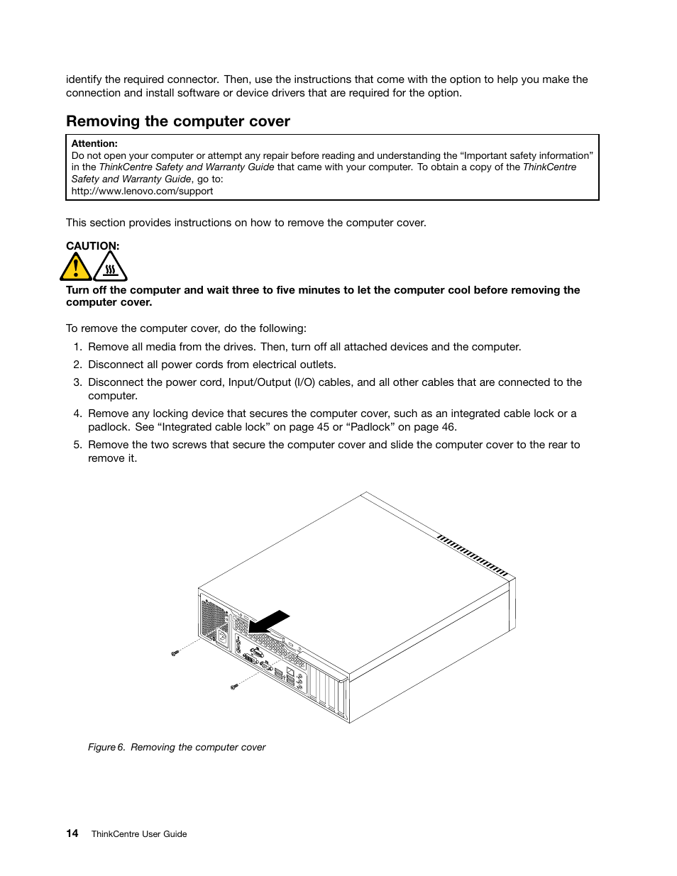 Removing the computer cover | Lenovo 154 User Manual | Page 22 / 86