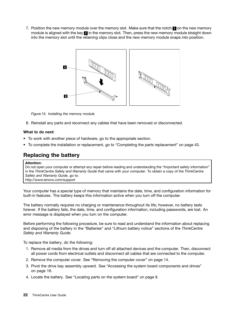 Replacing the battery | Lenovo 154 User Manual | Page 30 / 86