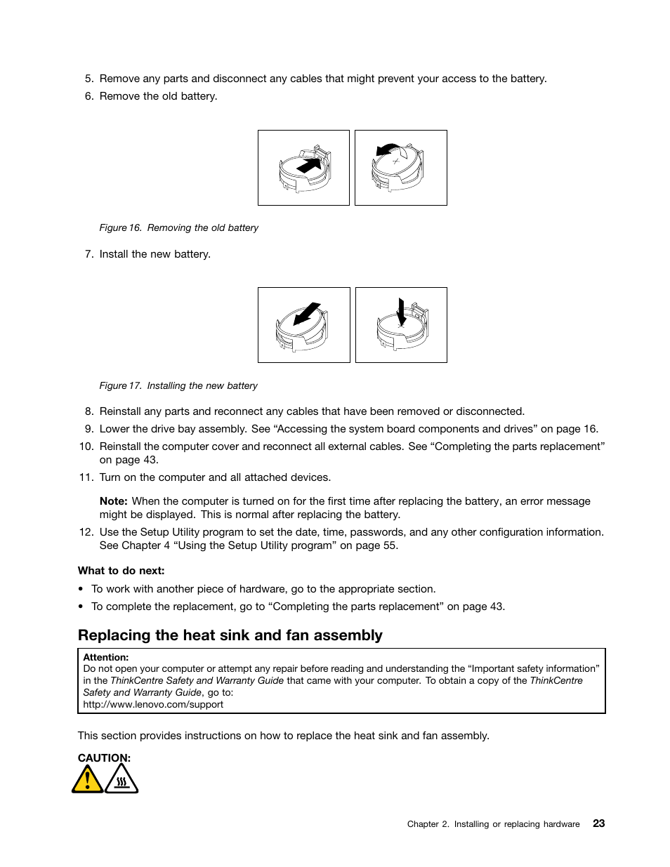 Replacing the heat sink and fan assembly | Lenovo 154 User Manual | Page 31 / 86