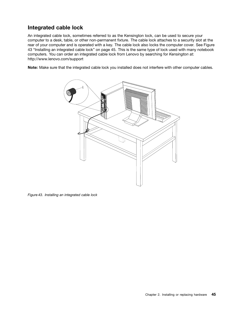 Integrated cable lock, Integrated cable lock” on | Lenovo 154 User Manual | Page 53 / 86