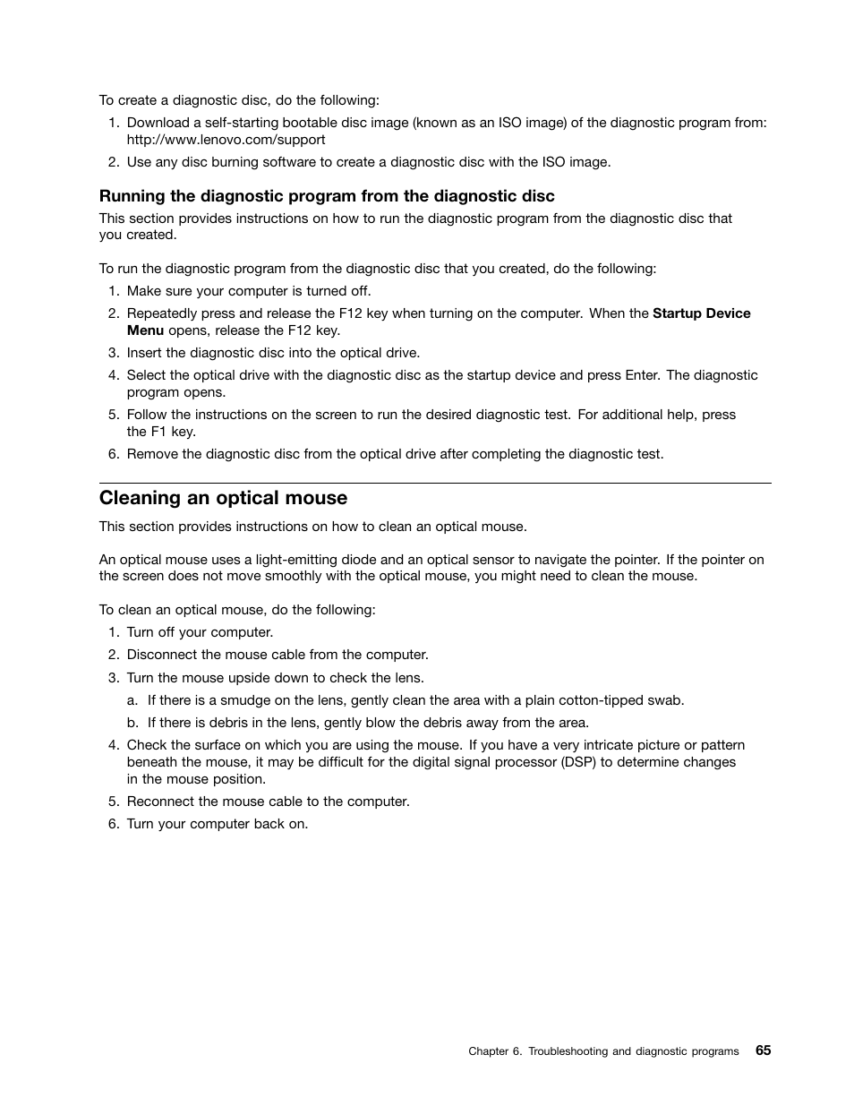 Cleaning an optical mouse | Lenovo 154 User Manual | Page 73 / 86