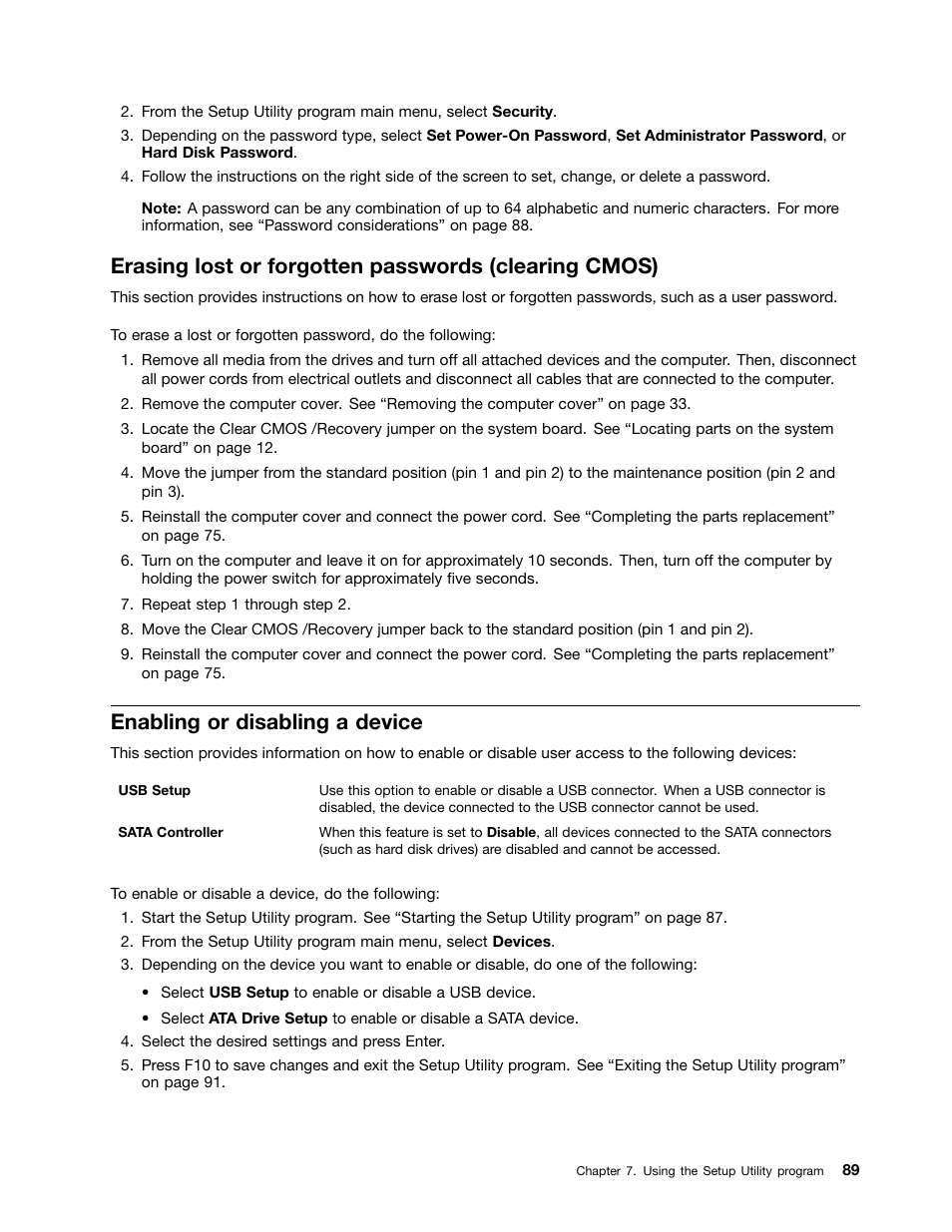 Enabling or disabling a device | Lenovo 3273 User Manual | Page 103 / 154