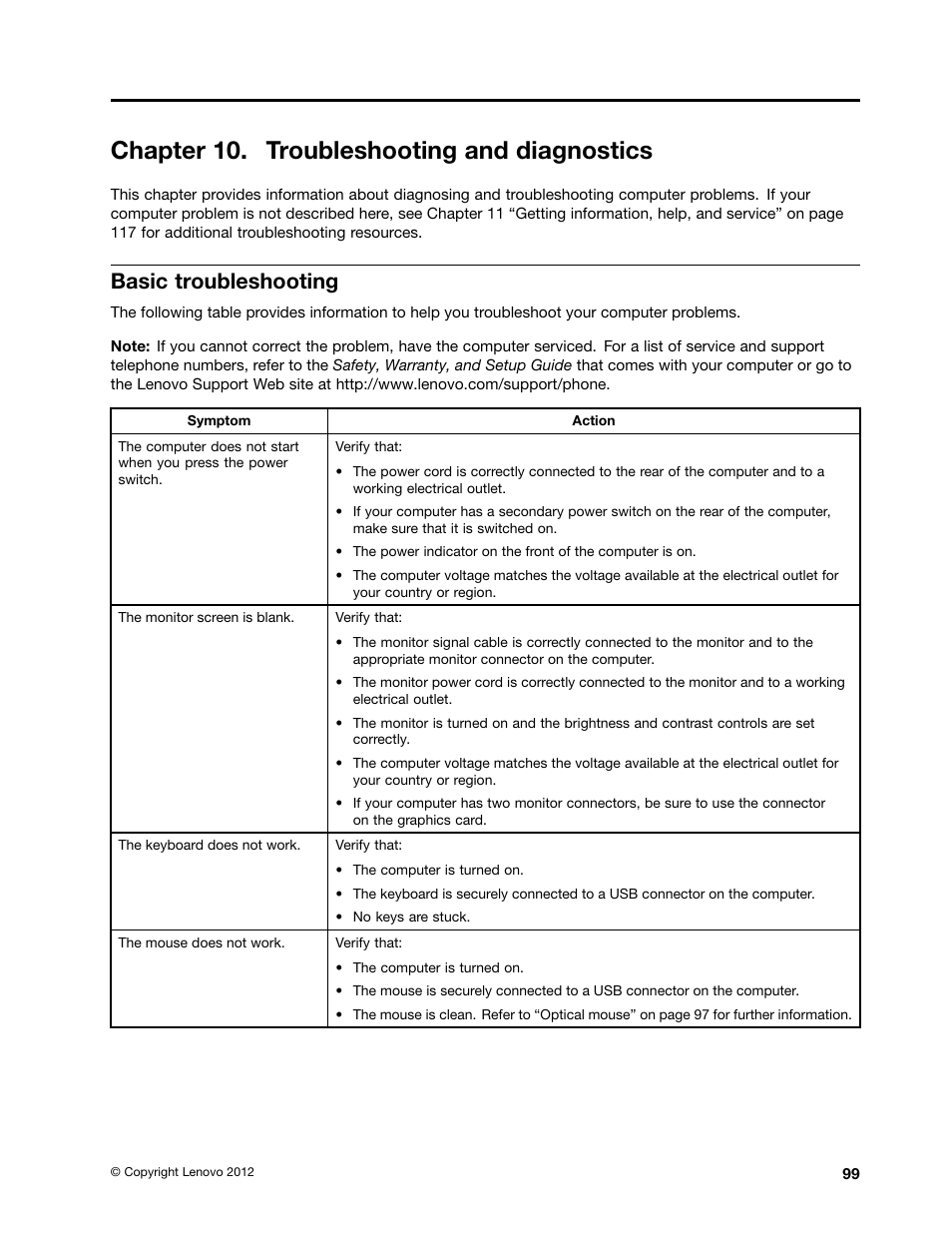 Chapter 10. troubleshooting and diagnostics, Basic troubleshooting | Lenovo 3273 User Manual | Page 113 / 154