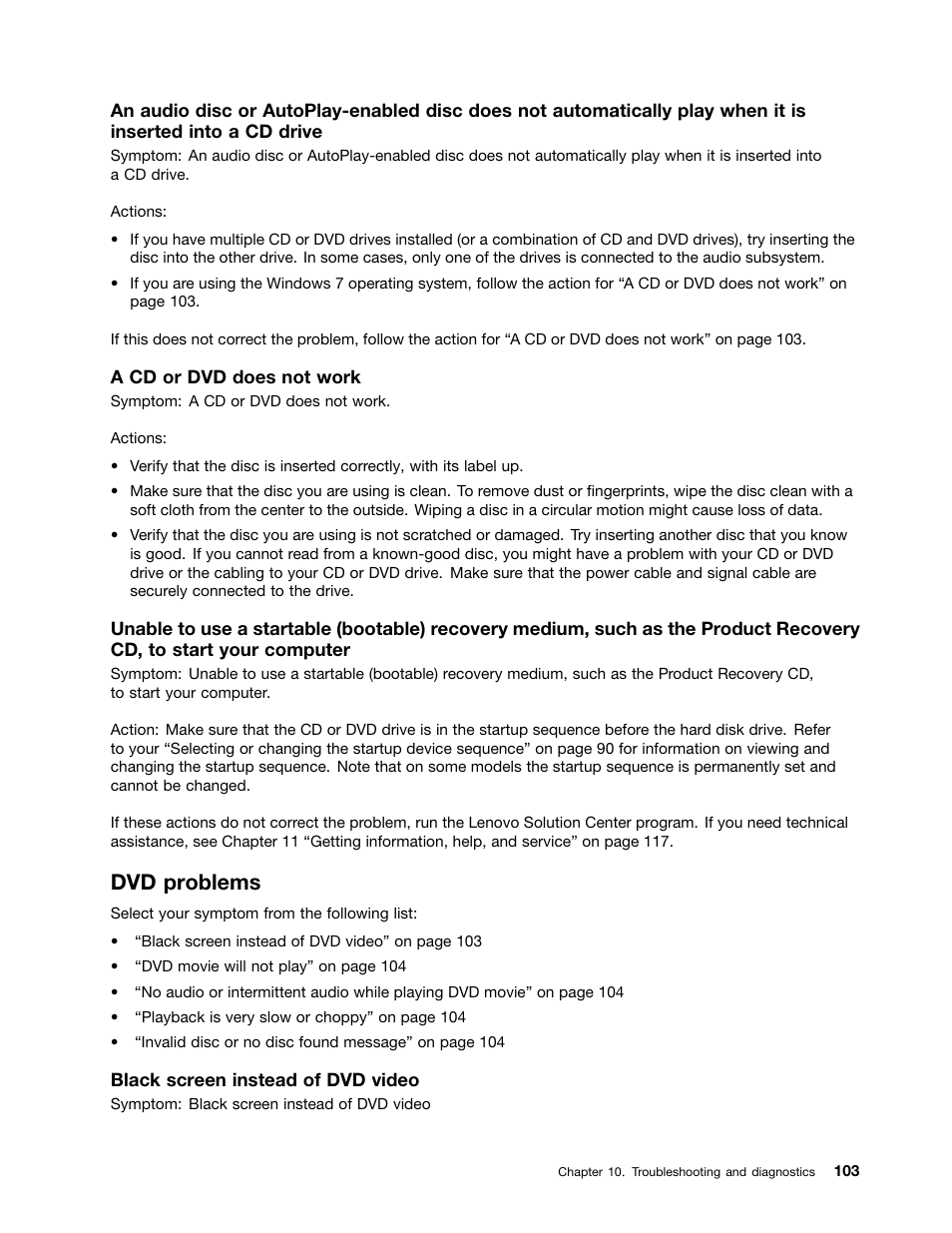 Dvd problems | Lenovo 3273 User Manual | Page 117 / 154