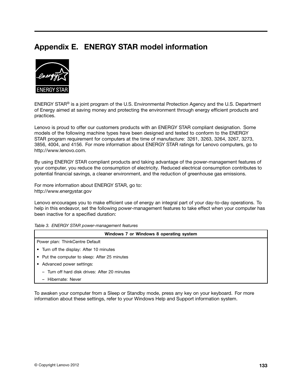 Appendix e. energy star model information | Lenovo 3273 User Manual | Page 147 / 154