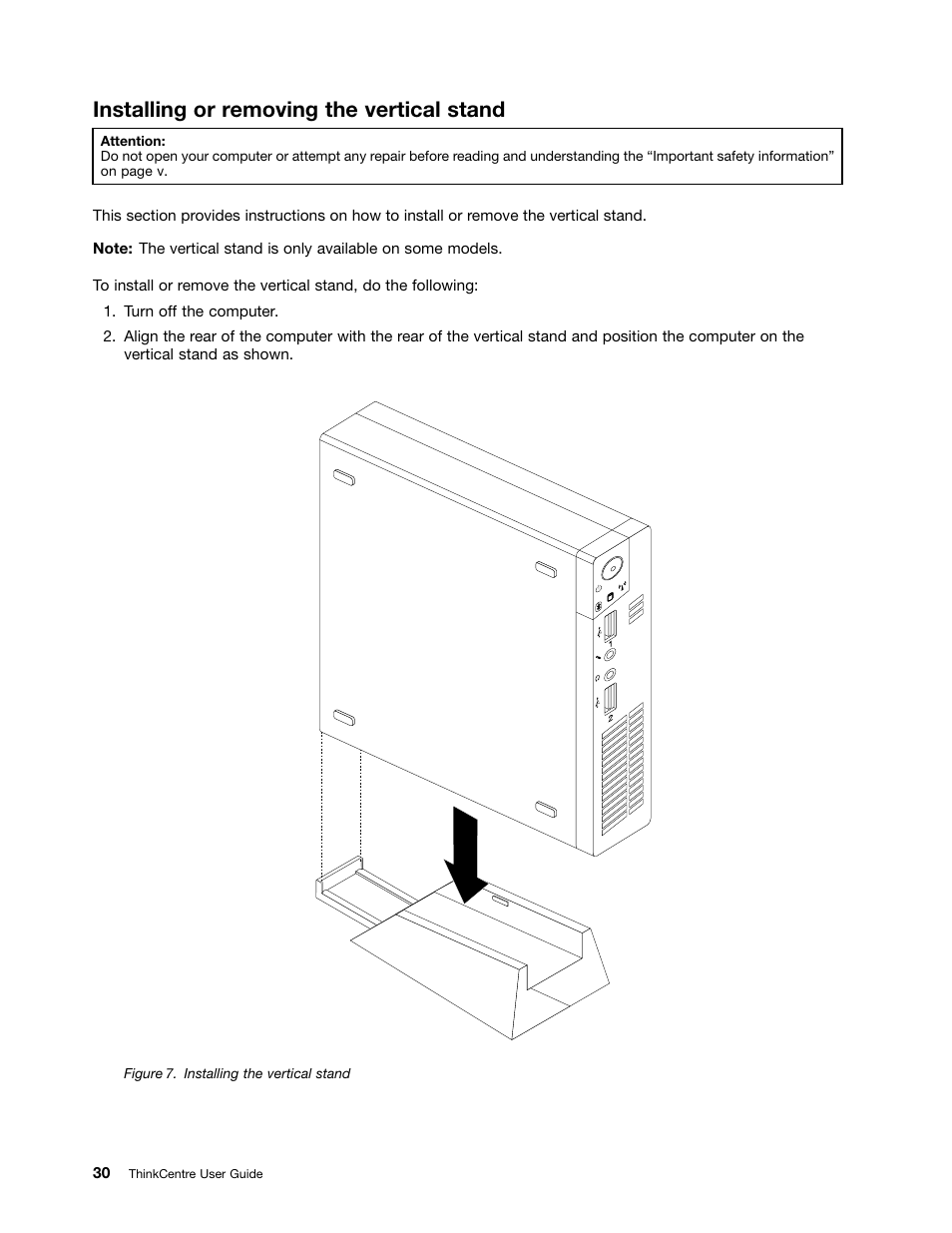 Installing or removing the vertical stand | Lenovo 3273 User Manual | Page 44 / 154