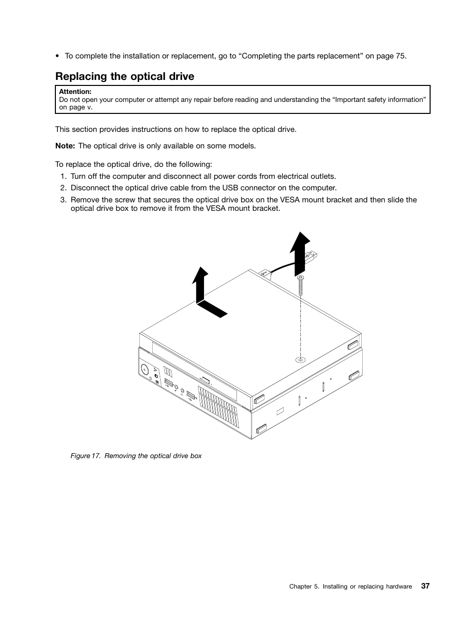 Replacing the optical drive | Lenovo 3273 User Manual | Page 51 / 154