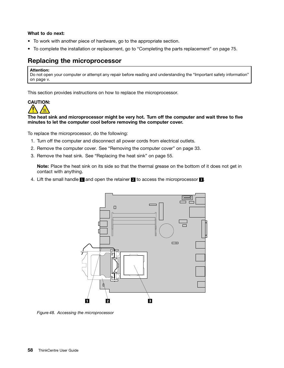 Replacing the microprocessor | Lenovo 3273 User Manual | Page 72 / 154