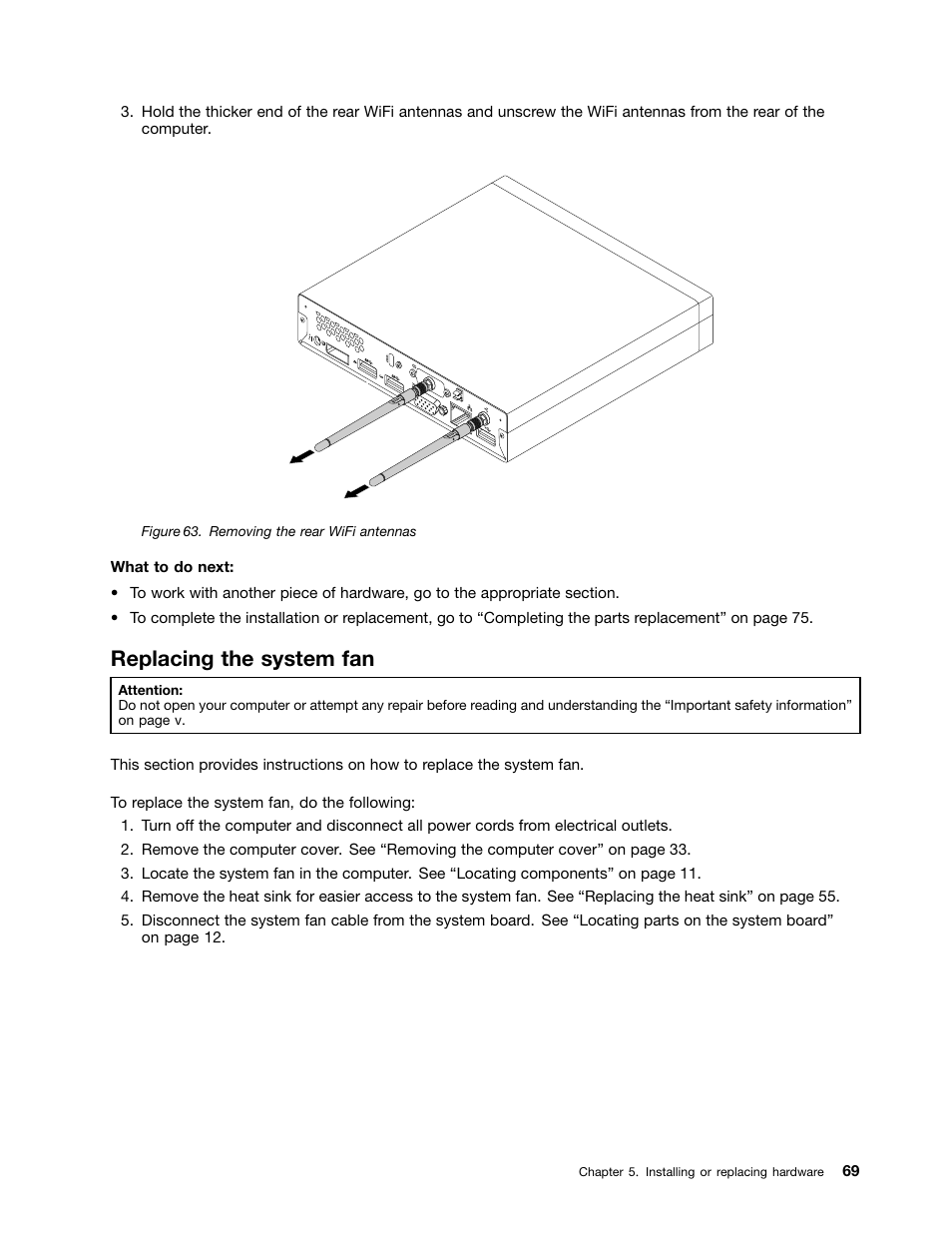 Replacing the system fan | Lenovo 3273 User Manual | Page 83 / 154