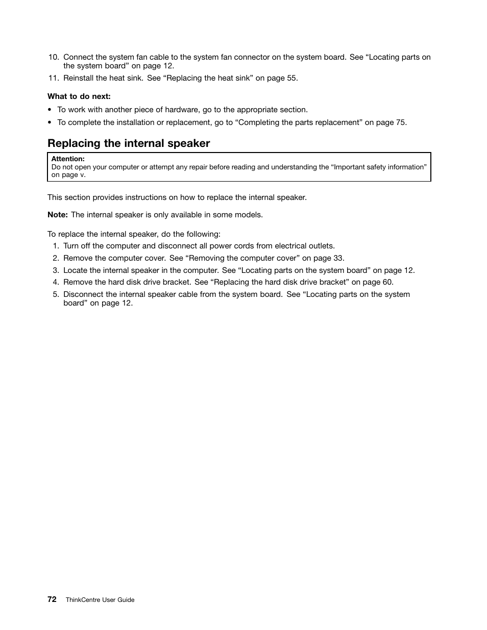 Replacing the internal speaker | Lenovo 3273 User Manual | Page 86 / 154