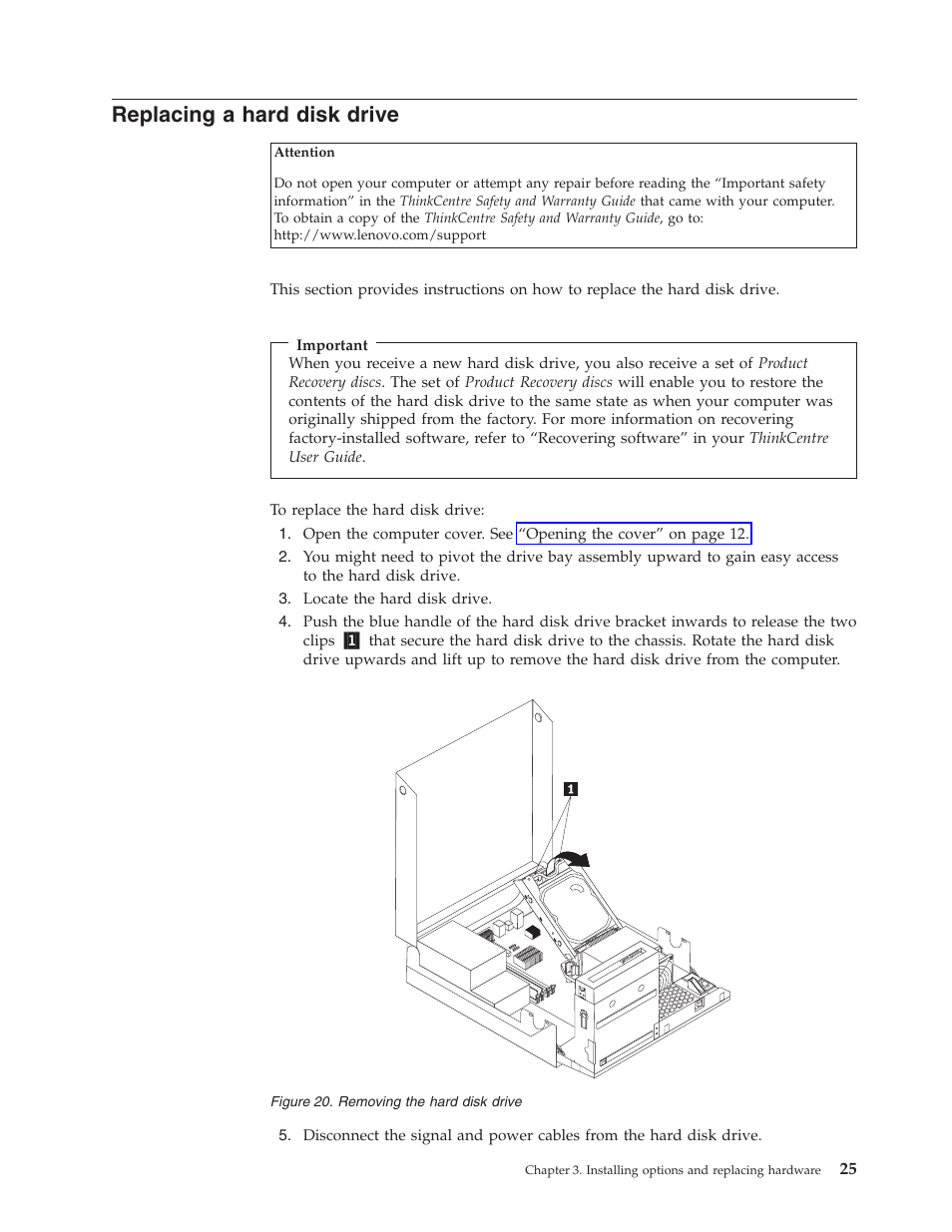 Replacing a hard disk drive, Replacing, Hard | Disk, Drive, Removing | Lenovo 7360 User Manual | Page 33 / 52