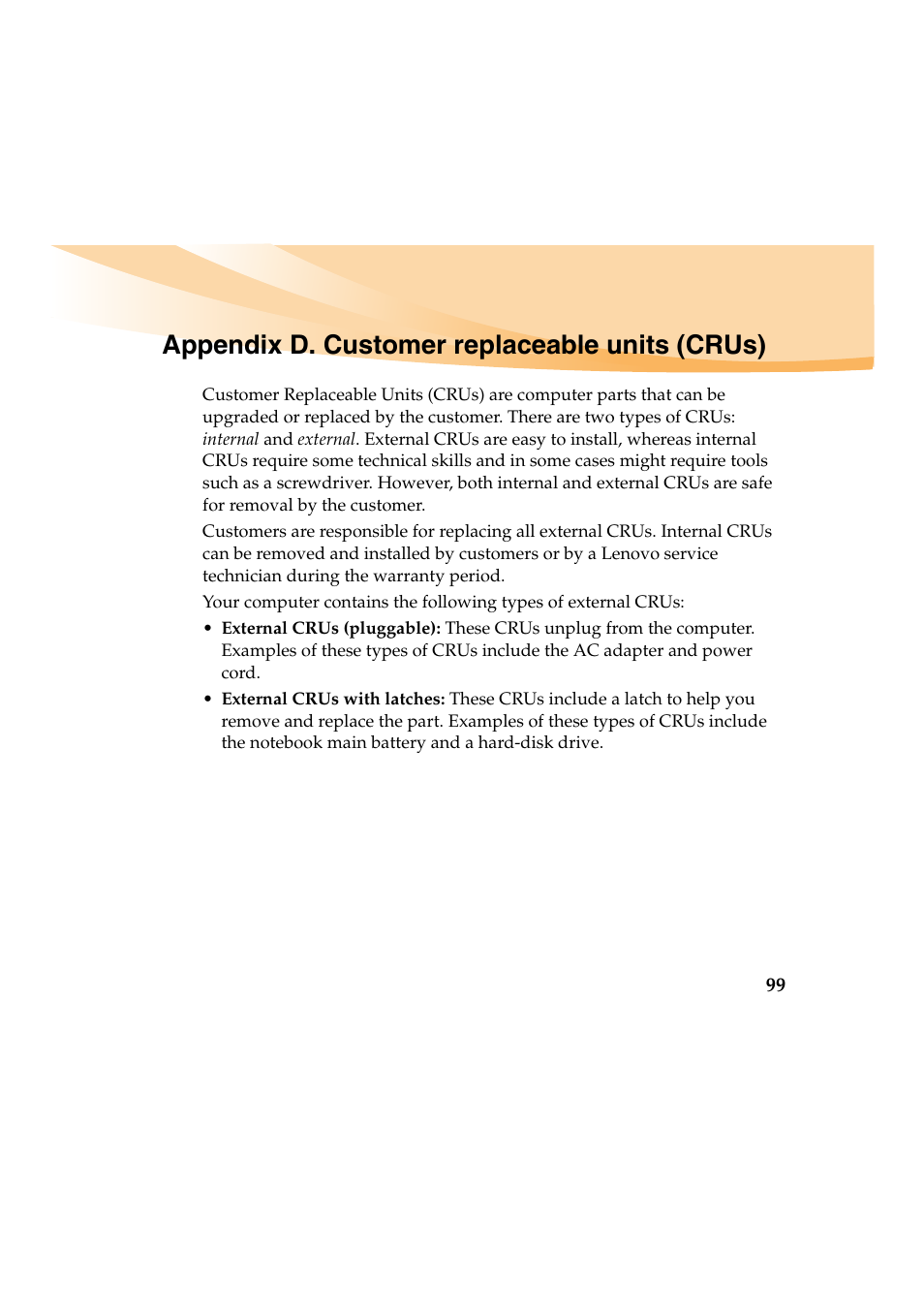 Appendix d. customer replaceable units (crus) | Lenovo IdeaPad Y460 User Manual | Page 113 / 144