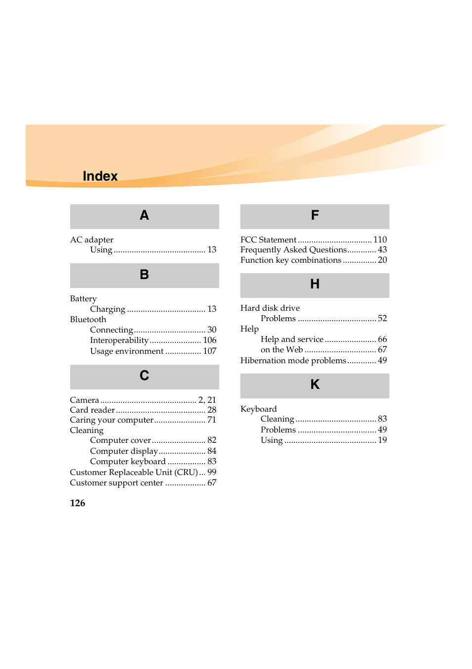 Index | Lenovo IdeaPad Y460 User Manual | Page 140 / 144