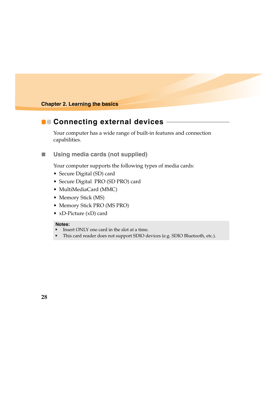 Connecting external devices | Lenovo IdeaPad Y460 User Manual | Page 42 / 144