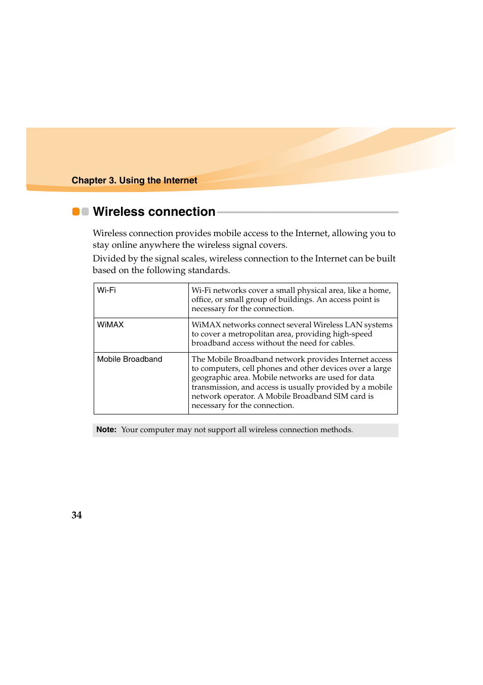 Wireless connection | Lenovo IdeaPad Y460 User Manual | Page 48 / 144