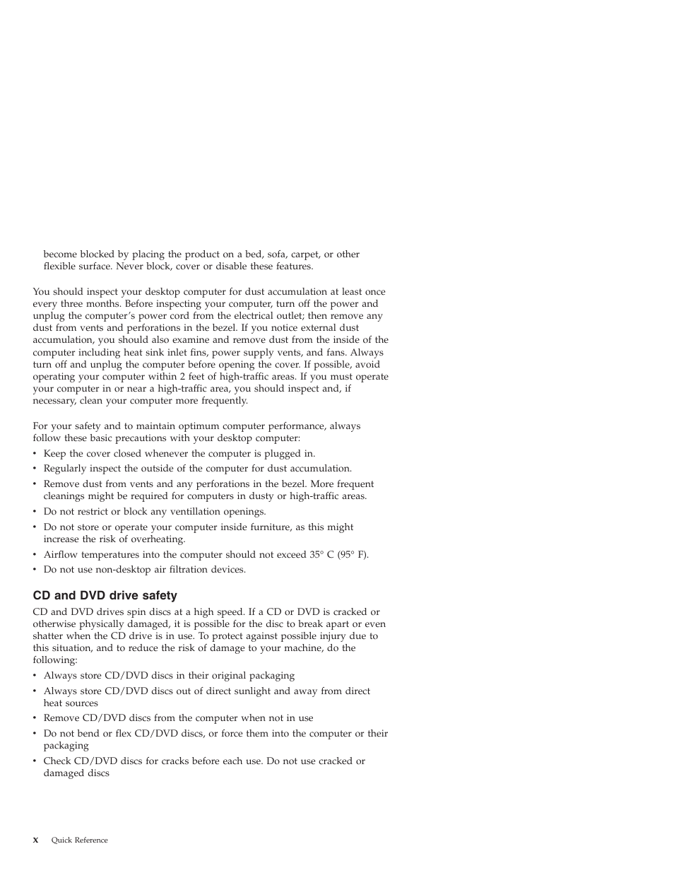 Cd and dvd drive safety, Drive, Safety | Lenovo 3000 J User Manual | Page 12 / 90