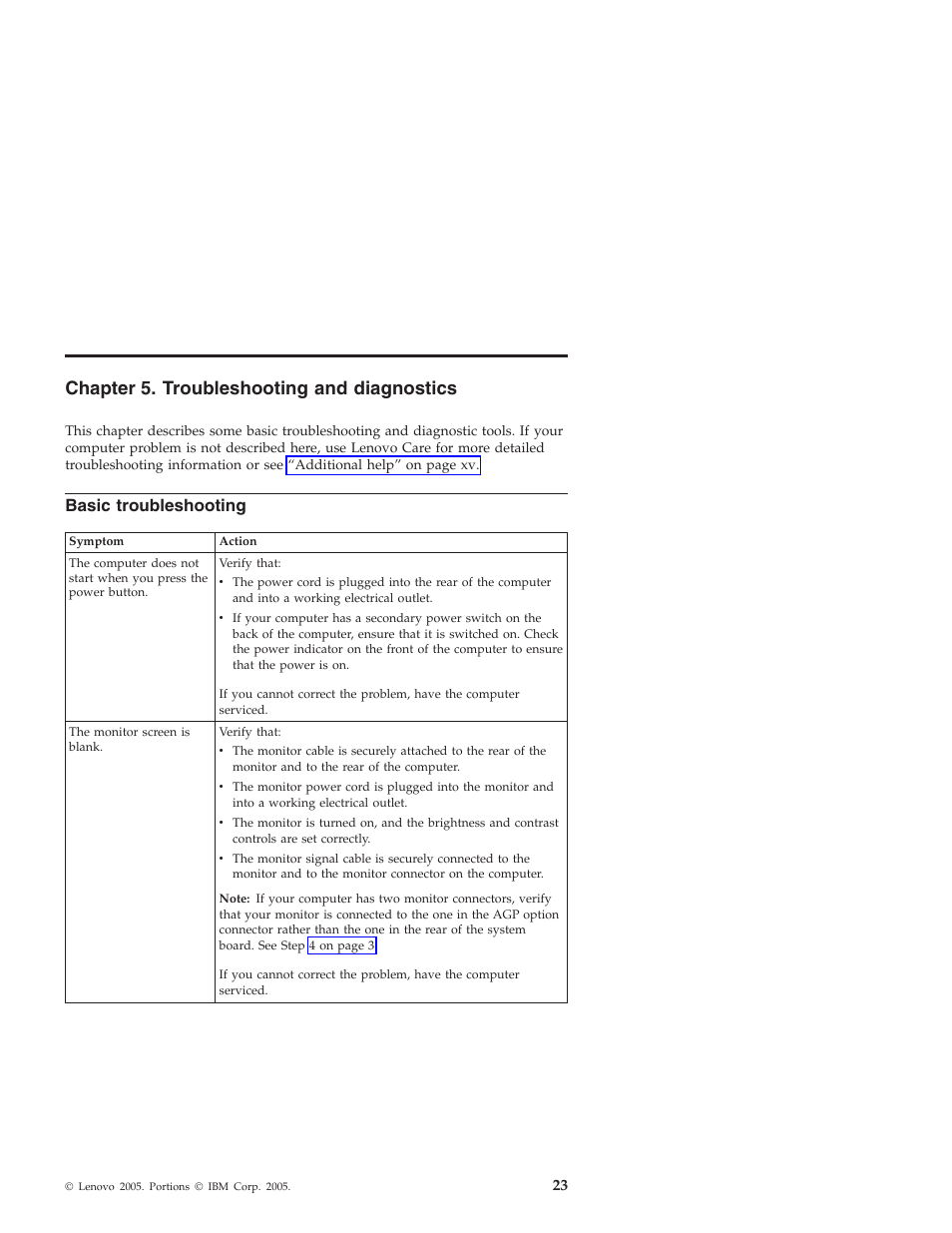 Chapter 5. troubleshooting and diagnostics, Basic troubleshooting, Chapter | Troubleshooting, Diagnostics, Basic | Lenovo 3000 J User Manual | Page 41 / 90