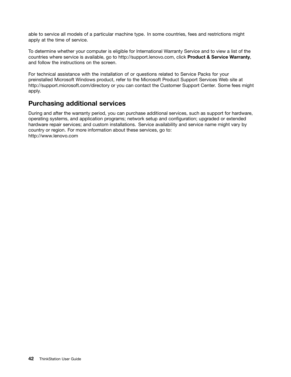 Purchasing additional services | Lenovo THINKSTATION 4105 User Manual | Page 48 / 66