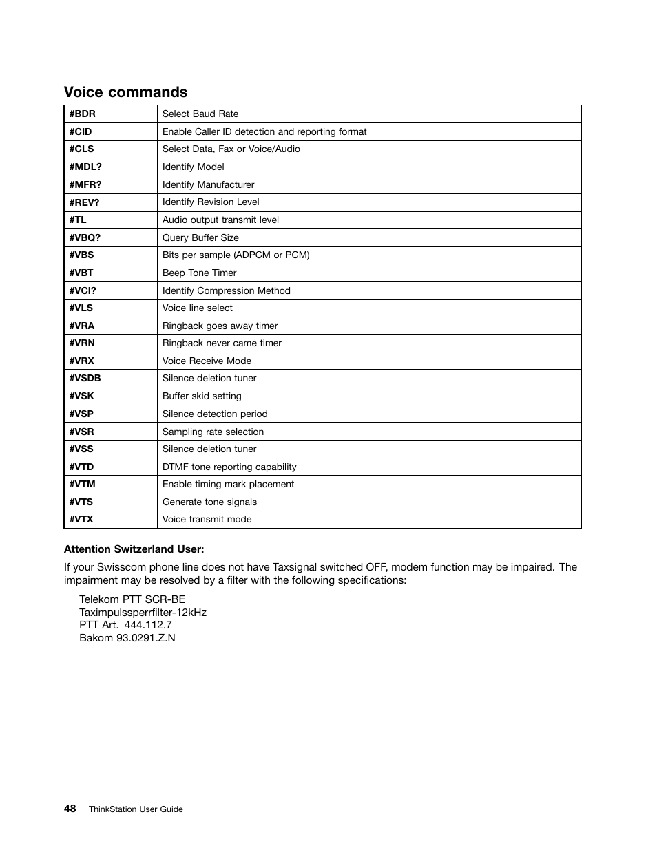 Voice commands | Lenovo THINKSTATION 4105 User Manual | Page 54 / 66