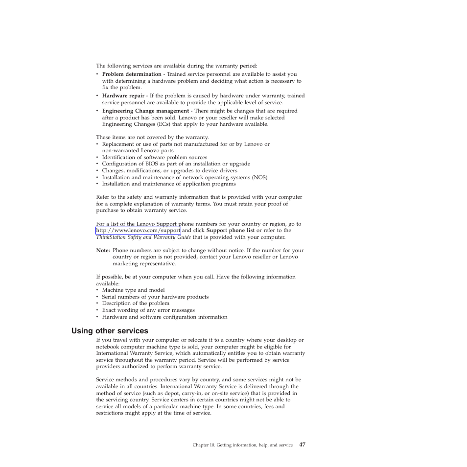Using other services | Lenovo THINKSTATION 4155 User Manual | Page 55 / 74