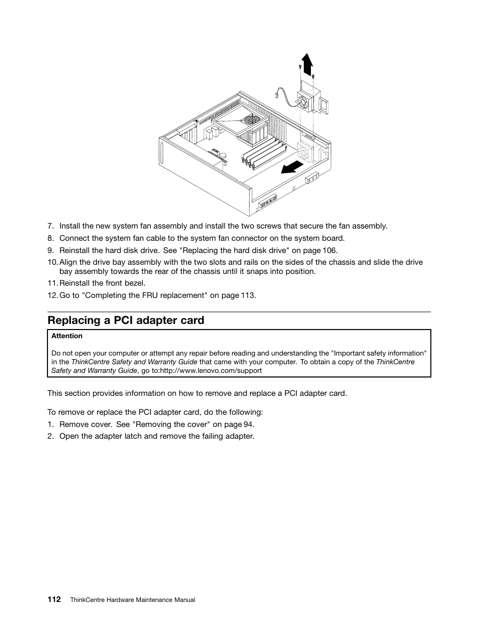 Replacing a pci adapter card | Lenovo 9354 User Manual | Page 118 / 480