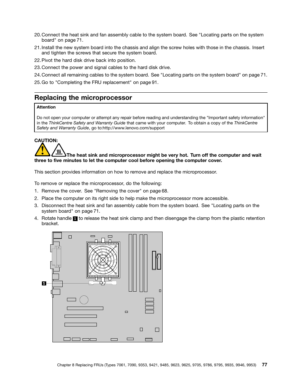 Replacing the microprocessor | Lenovo 9354 User Manual | Page 83 / 480