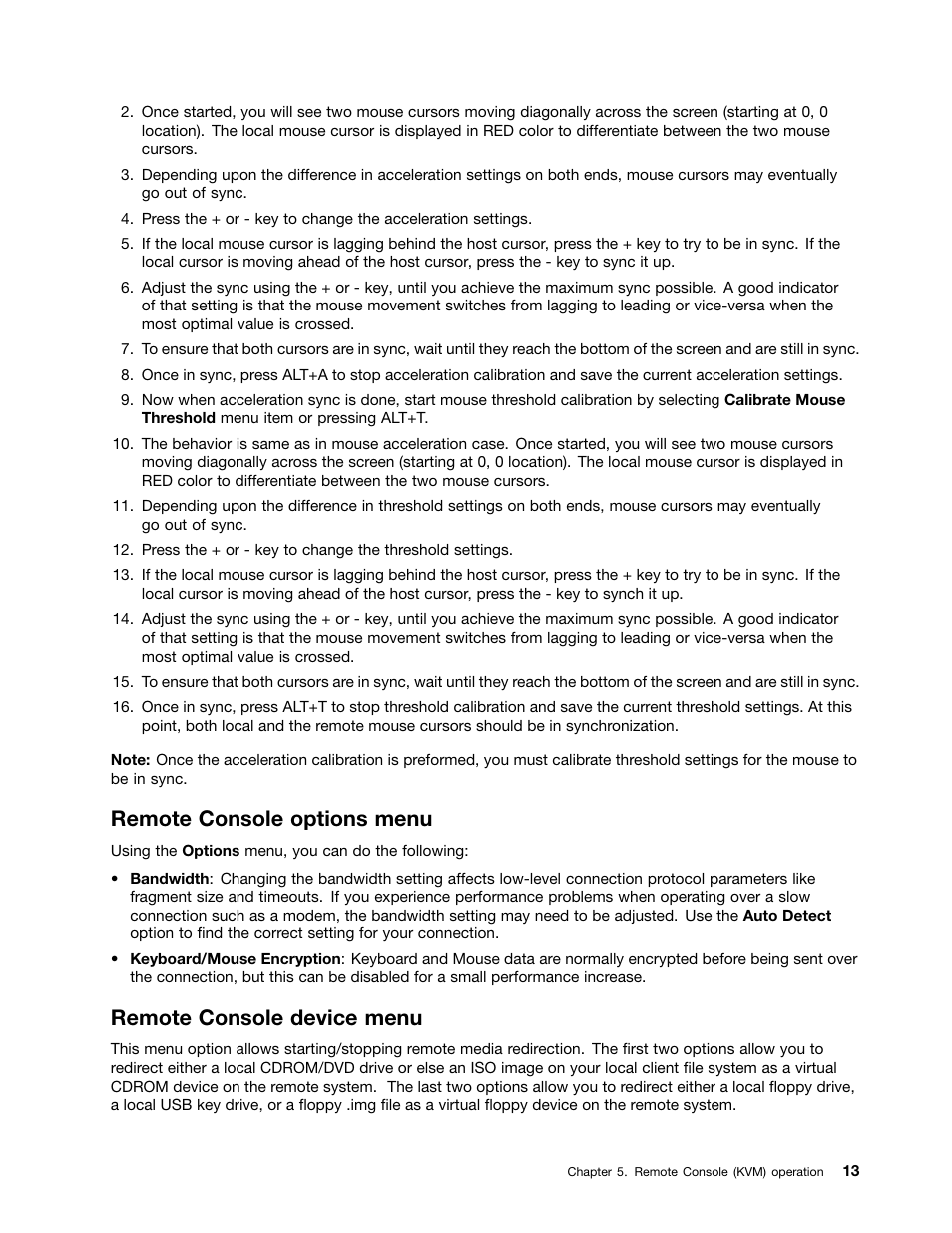 Remote console options menu, Remote console device menu | Lenovo THINKSERVER TD230 User Manual | Page 19 / 32