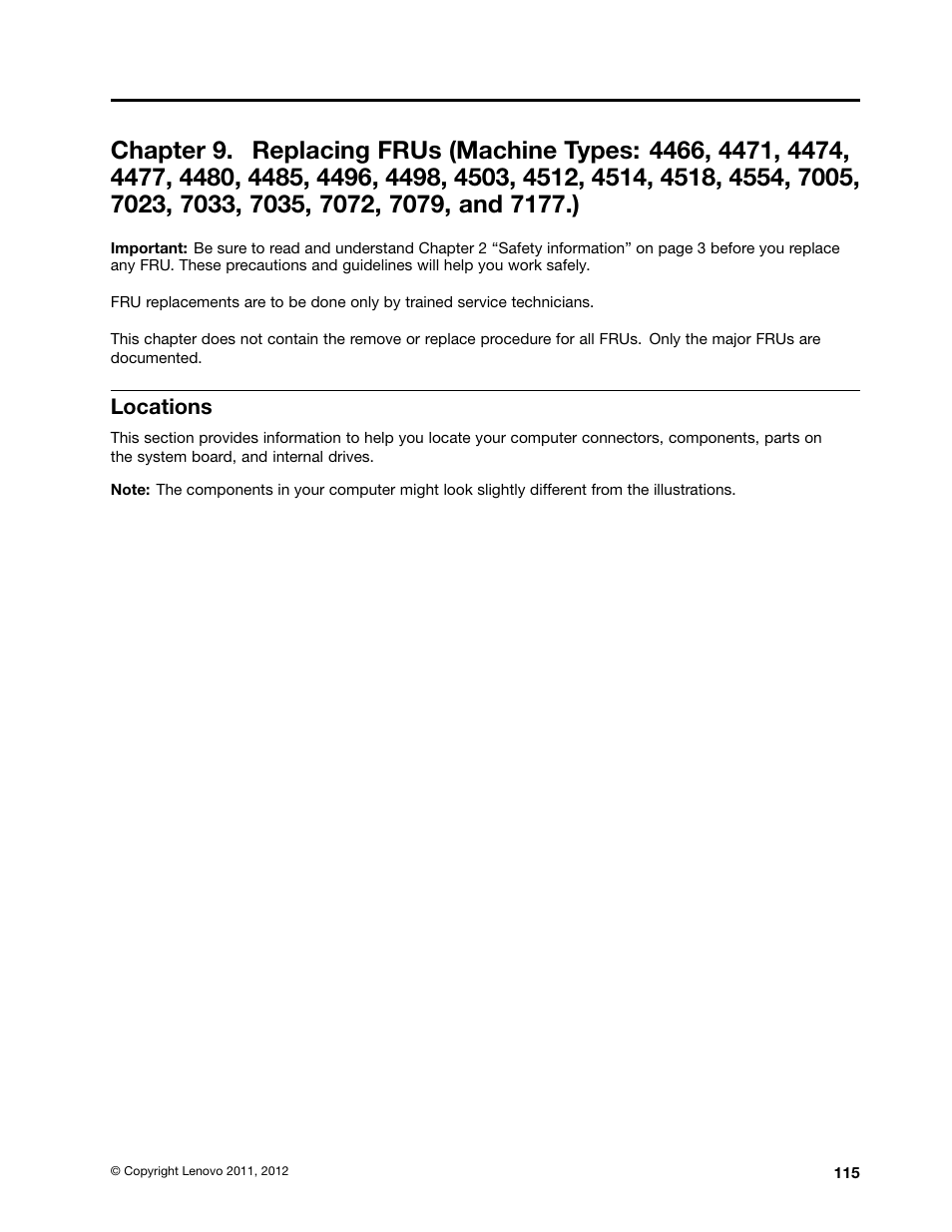 Locations | Lenovo THINKCENTRE 4485 User Manual | Page 123 / 492