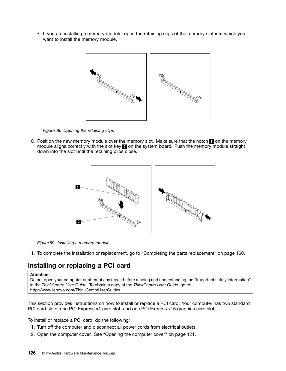 Installing or replacing a pci card | Lenovo THINKCENTRE 4485 User Manual | Page 134 / 492