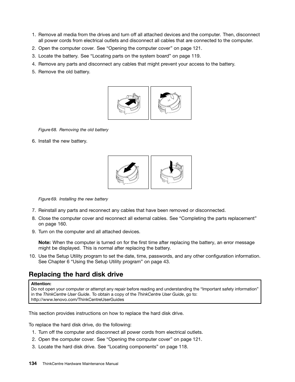 Replacing the hard disk drive | Lenovo THINKCENTRE 4485 User Manual | Page 142 / 492